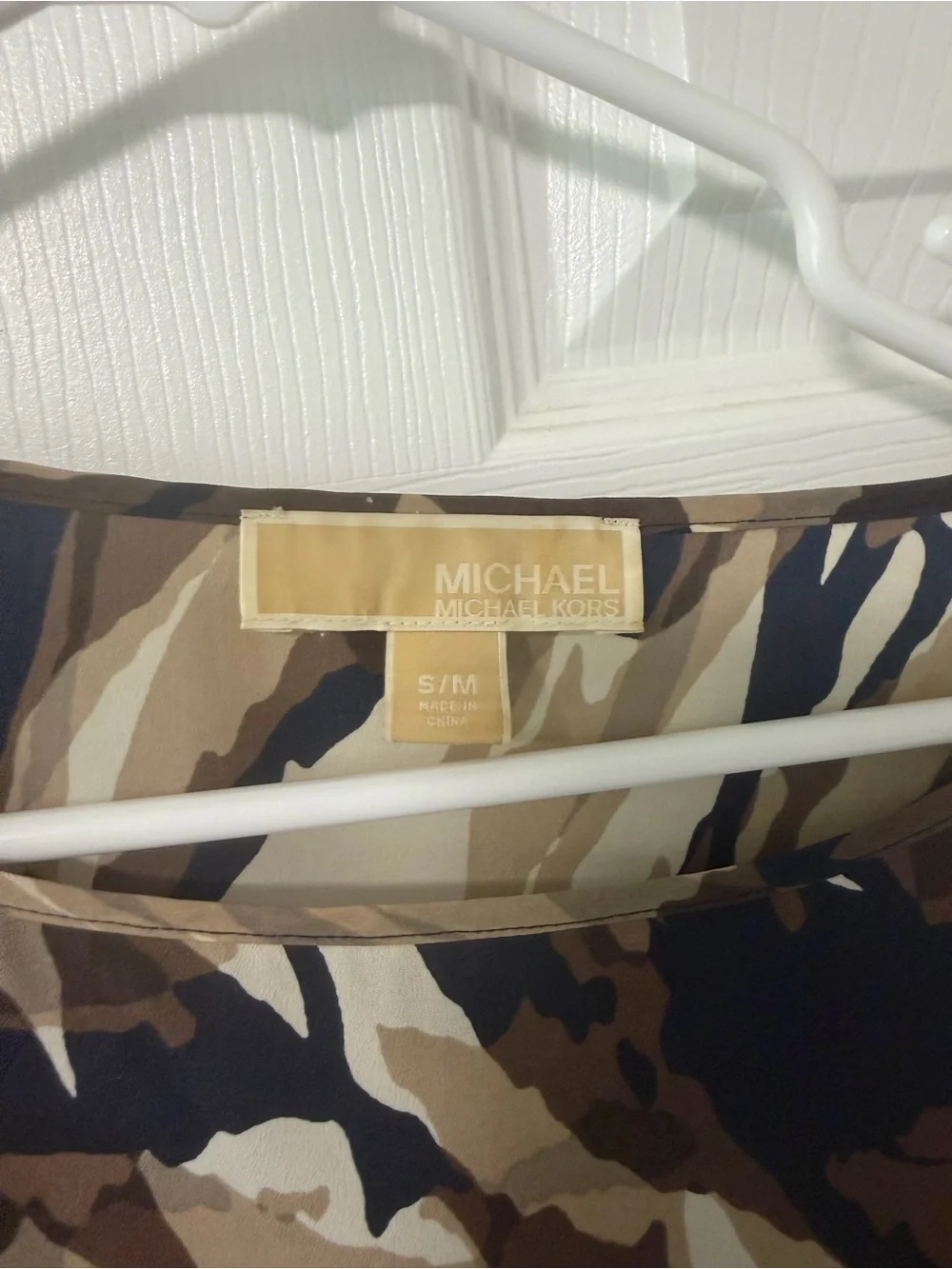 Michael Kors Navy, Brown & Cream Abstract Print Blouse
